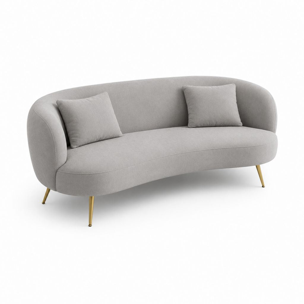 Canapé 2 places gris en polyester forme arrondie 180 x 82 x 78 cm
