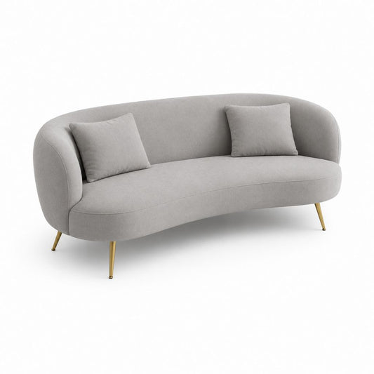 Canapé 2 places gris en polyester forme arrondie 180 x 82 x 78 cm