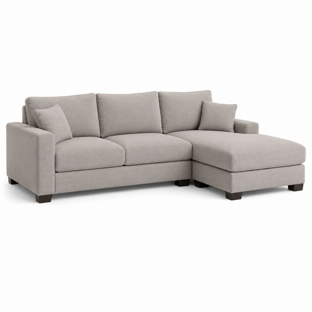 Canapé d'angle droit 3 places gris en polyester 240 x 160 x 85 cm