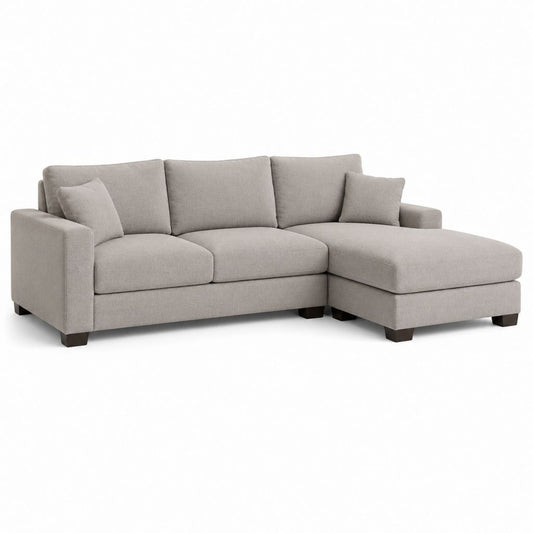 Canapé d'angle droit 3 places gris en polyester 240 x 160 x 85 cm