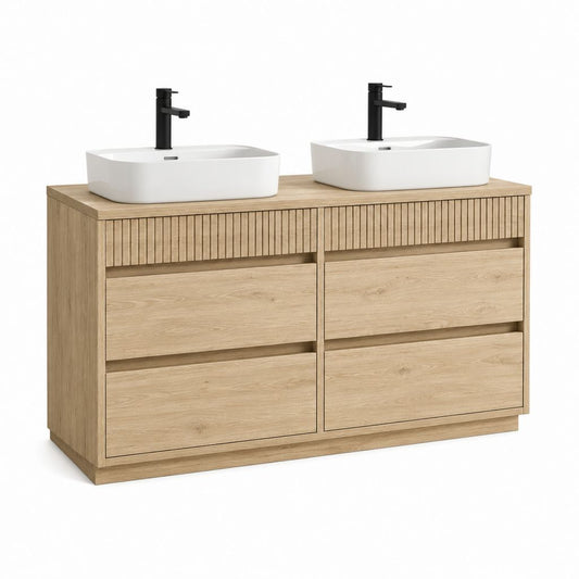 Meuble sous double vasque chêne clair en MDF 120 x 46 x 85 cm